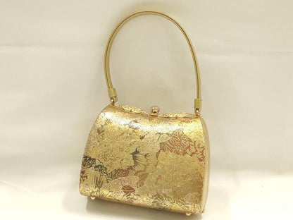平和屋着物●和装小物　和装バッグ　ハンドバッグ　花柄　金彩　逸品　AABH6615ay
