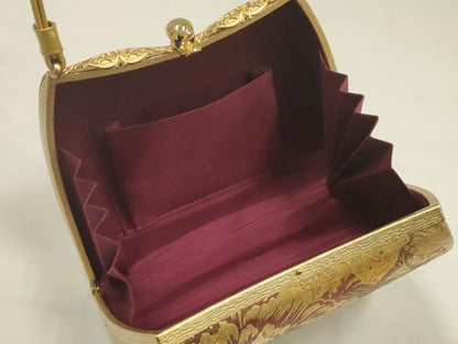 平和屋着物●和装小物　和装バッグ　ハンドバッグ　花柄　金彩　逸品　AABH6615ay