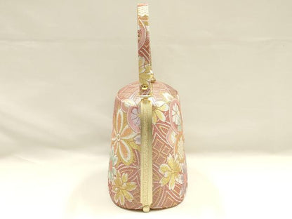平和屋着物●和装小物　和装バッグ　ハンドバッグ　佐賀錦　花柄　金銀糸　逸品　AABH6616ay