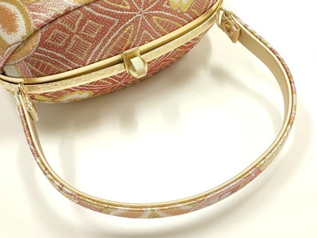 平和屋着物●和装小物　和装バッグ　ハンドバッグ　佐賀錦　花柄　金銀糸　逸品　AABH6616ay