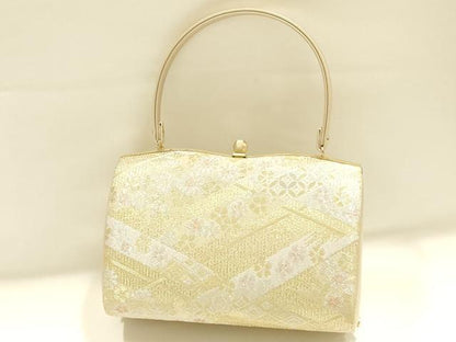 平和屋着物●和装小物　和装バッグ　ハンドバッグ　佐賀錦　花柄　金銀糸　逸品　AABH6617ay