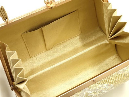 平和屋着物●和装小物　和装バッグ　ハンドバッグ　佐賀錦　吉祥花文　金銀糸　逸品　AABH6619ay