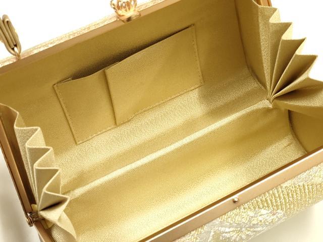 平和屋着物●和装小物　和装バッグ　ハンドバッグ　佐賀錦　吉祥花文　金銀糸　逸品　AABH6619ay