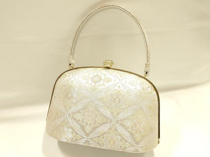 平和屋着物●和装小物　和装バッグ　ハンドバッグ　花七宝　金銀糸　逸品　AABH6620ay