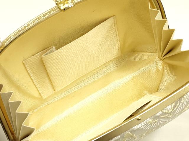 平和屋着物●和装小物　和装バッグ　ハンドバッグ　花七宝　金銀糸　逸品　AABH6620ay