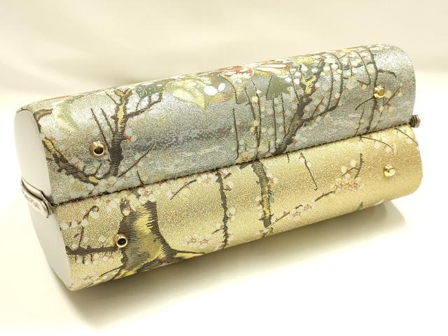 平和屋着物●和装小物　和装バッグ　ハンドバッグ　枝花に休み鳥　鴛鴦　鶯　金糸　逸品　AABH6621ay