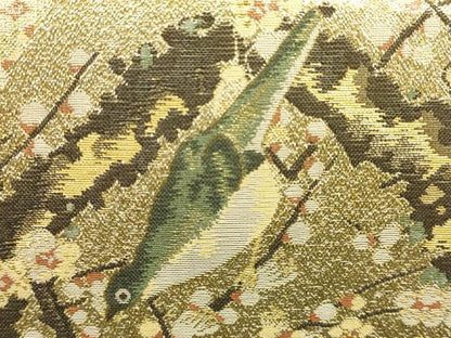 平和屋着物●和装小物　和装バッグ　ハンドバッグ　枝花に休み鳥　鴛鴦　鶯　金糸　逸品　AABH6621ay