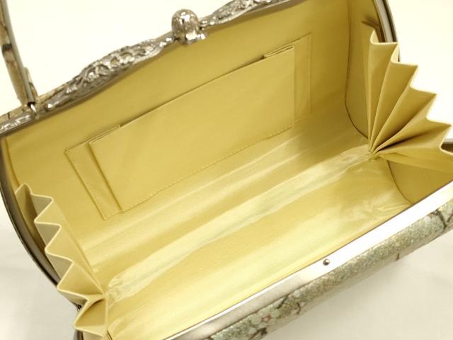 平和屋着物●和装小物　和装バッグ　ハンドバッグ　枝花に休み鳥　鴛鴦　鶯　金糸　逸品　AABH6621ay