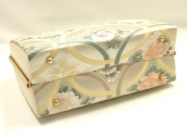 平和屋着物●和装小物　和装バッグ　ハンドバッグ　花七宝　銀糸　逸品　AABH6623ay
