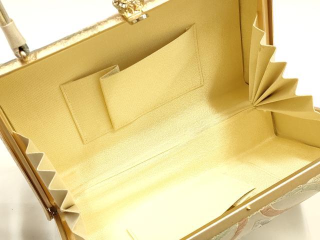 平和屋着物●和装小物　和装バッグ　ハンドバッグ　花七宝　銀糸　逸品　AABH6623ay