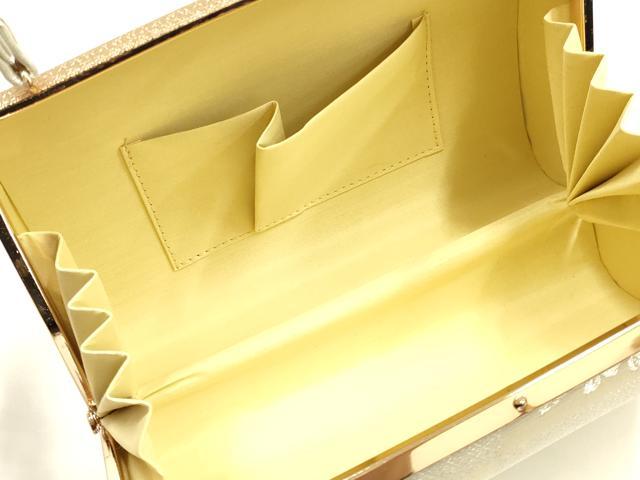 平和屋着物●和装小物　和装バッグ　ハンドバッグ　市松　花丸　金銀糸　逸品　AABH6624ay