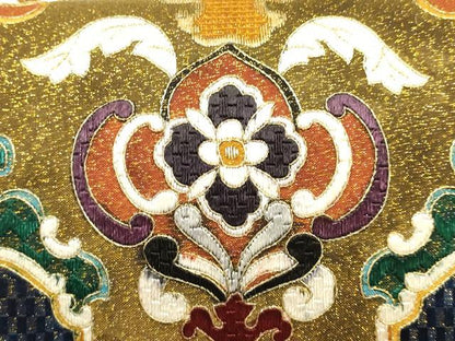平和屋着物●和装小物　和装バッグ　ハンドバッグ　刺繍　帯地使用　金糸　逸品　AABH6625ay