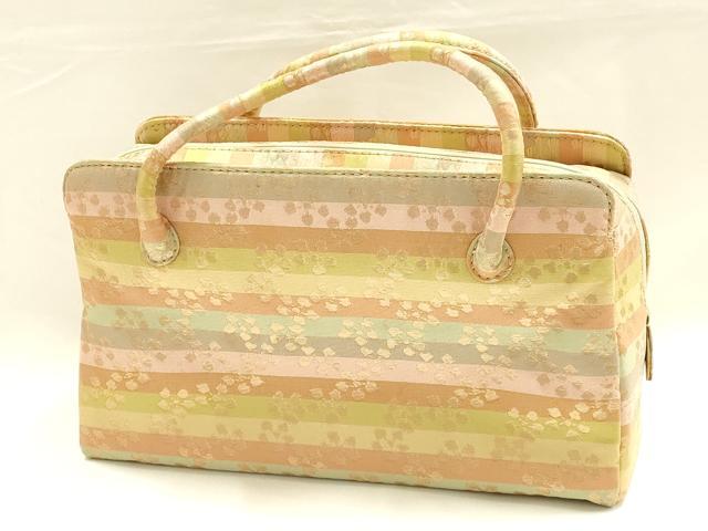 平和屋着物●和装小物　和装バッグ　ハンドバッグ　利休バッグ　梅鉢　金糸　逸品　AABH6627ay