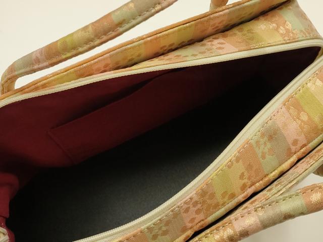 平和屋着物●和装小物　和装バッグ　ハンドバッグ　利休バッグ　梅鉢　金糸　逸品　AABH6627ay