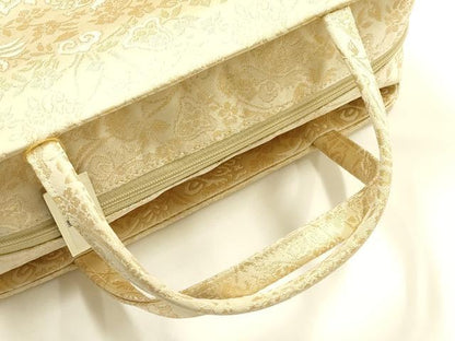 平和屋着物●和装小物　和装バッグ　ハンドバッグ　利休バッグ　更紗花文　金糸　逸品　未使用　AABH6628ay