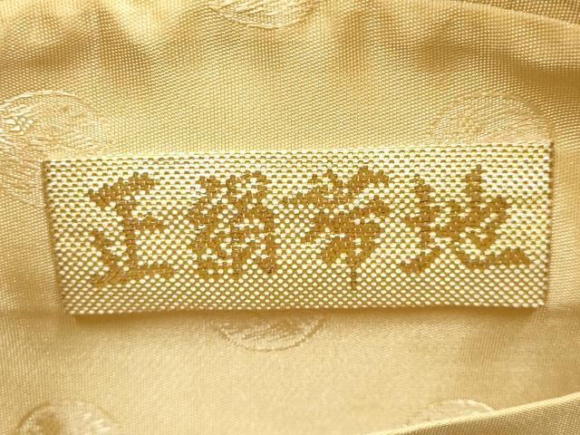 平和屋着物●和装小物　和装バッグ　神田胡蝶　ハンドバッグ　利休バッグ　帯地使用　組織　金銀糸　逸品　AABH6629ay