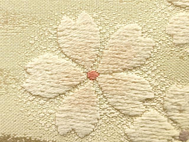 平和屋着物●和装小物　和装バッグ　ハンドバッグ　利休バッグ　流水に桜　金銀糸　逸品　AABH6630ay