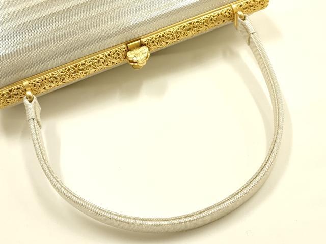 平和屋着物●和装小物　和装バッグ　ハンドバッグ　手織り　本金佐賀錦　毛利元博　銀糸　逸品　AABH6632ay