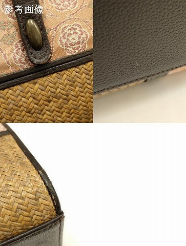 平和屋着物●和装小物　和装バッグ　ハンドバッグ　荒磯　名物裂　花唐草更紗文様　皮革　天然素材　逸品　AABH6634ay
