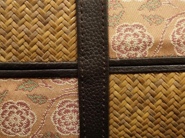 平和屋着物●和装小物　和装バッグ　ハンドバッグ　荒磯　名物裂　花唐草更紗文様　皮革　天然素材　逸品　AABH6634ay