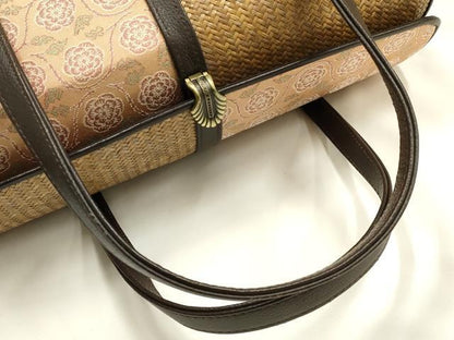 平和屋着物●和装小物　和装バッグ　ハンドバッグ　荒磯　名物裂　花唐草更紗文様　皮革　天然素材　逸品　AABH6634ay