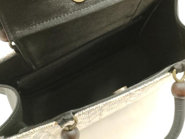 平和屋着物●和装小物　和装バッグ　ハンドバッグ　組織　木玉　金糸　逸品　未使用　AABH6635ay