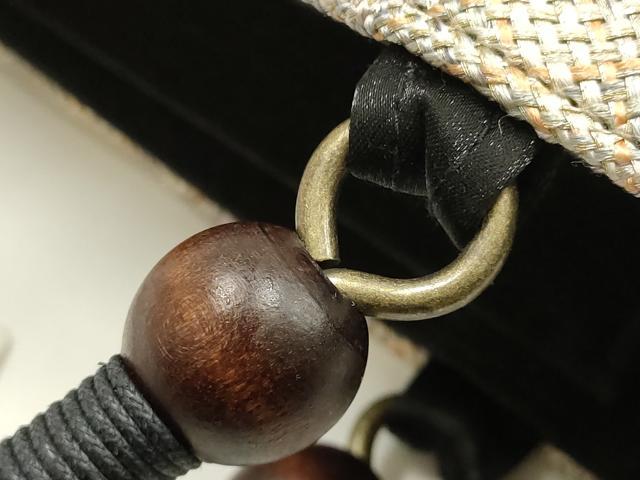 平和屋着物●和装小物　和装バッグ　ハンドバッグ　組織　木玉　金糸　逸品　未使用　AABH6635ay