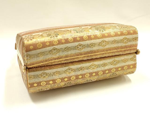 平和屋着物●和装小物　和装バッグ　ハンドバッグ　吉祥横段文　金糸　逸品　AABH6644ay