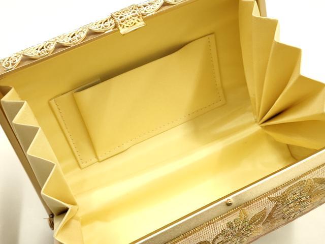 平和屋着物●和装小物　和装バッグ　ハンドバッグ　吉祥横段文　金糸　逸品　AABH6644ay