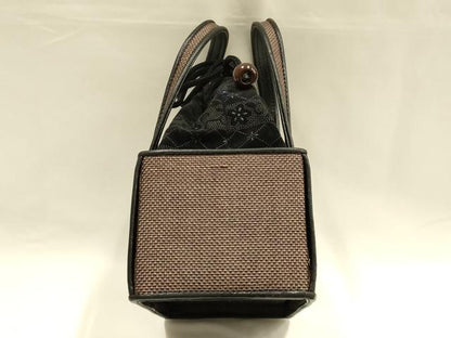 平和屋着物●和装小物　和装バッグ　ハンドバッグ　網代　巾着　木玉　逸品　AABH6646ay