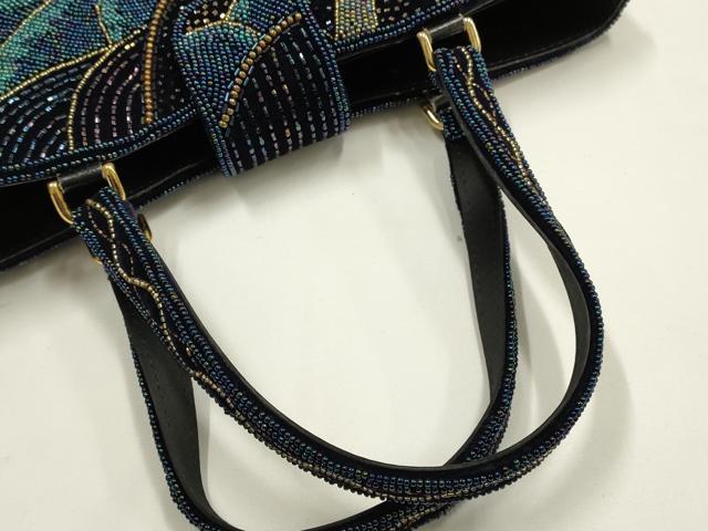 平和屋着物●和装小物　和装バッグ　ハンドバッグ　ビーズバッグ　幾何学模様　逸品　AABH6649ay