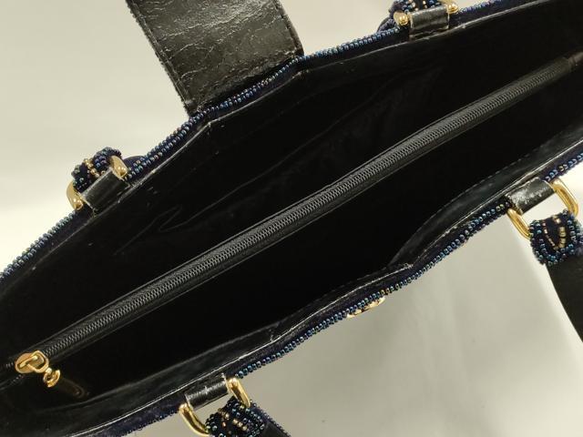 平和屋着物●和装小物　和装バッグ　ハンドバッグ　ビーズバッグ　幾何学模様　逸品　AABH6649ay