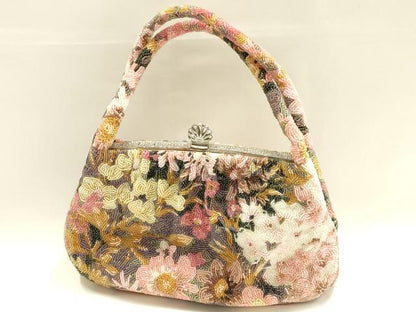 平和屋着物●和装小物　和装バッグ　ハンドバッグ　ビーズバッグ　花柄　逸品　AABH6652ay