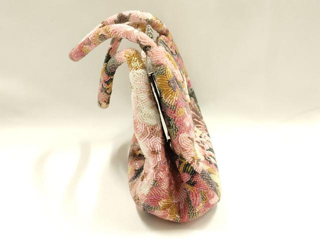 平和屋着物●和装小物　和装バッグ　ハンドバッグ　ビーズバッグ　花柄　逸品　AABH6652ay