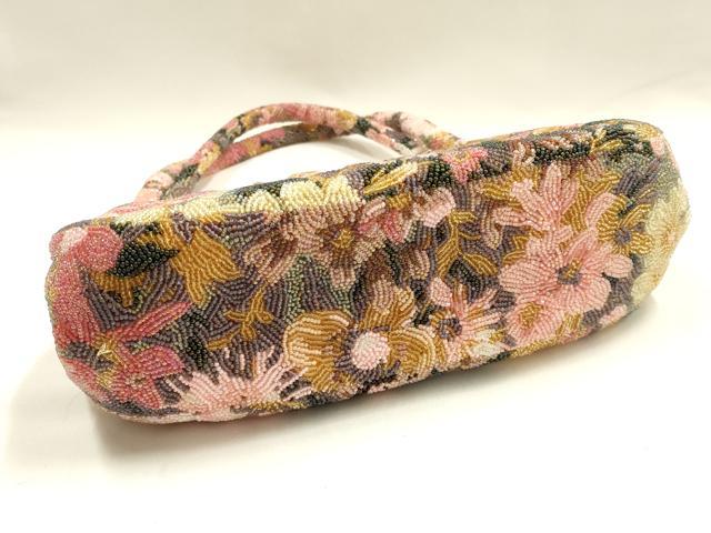 平和屋着物●和装小物　和装バッグ　ハンドバッグ　ビーズバッグ　花柄　逸品　AABH6652ay