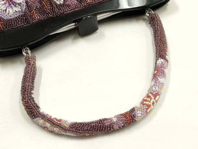 平和屋着物●和装小物　和装バッグ　ハンドバッグ　ビーズバッグ　花亀甲　逸品　AABH6654ay