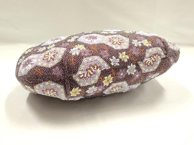 平和屋着物●和装小物　和装バッグ　ハンドバッグ　ビーズバッグ　花亀甲　逸品　AABH6654ay