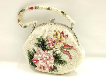 平和屋着物●和装小物　和装バッグ　ハンドバッグ　ビーズバッグ　花柄　逸品　AABH6655ｑ