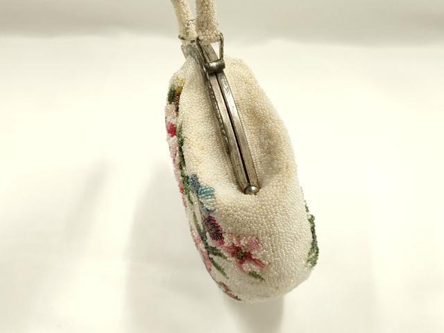平和屋着物●和装小物　和装バッグ　ハンドバッグ　ビーズバッグ　花柄　逸品　AABH6655ｑ