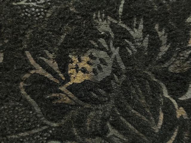 平和屋着物▼和装小物　和装バッグ　ハンドバッグ　ビーズ　花柄　金彩　木製ハンドル　逸品　AABH6662ay