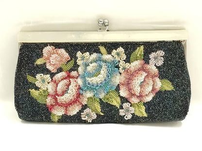 平和屋着物▼和装小物 和装バッグ クラッチバッグ ビーズバッグ 花柄 逸品 AABH6664ay