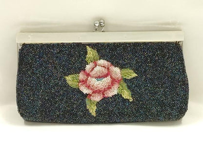 平和屋着物▼和装小物 和装バッグ クラッチバッグ ビーズバッグ 花柄 逸品 AABH6664ay