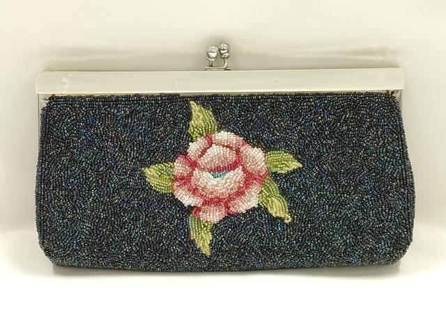 平和屋着物▼和装小物 和装バッグ クラッチバッグ ビーズバッグ 花柄 逸品 AABH6664ay
