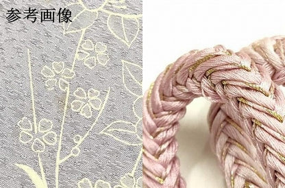 平和屋本店●和装小物　帯締め・帯揚げセット　丸組　枝花文　暈し染め　金糸　逸品　未使用　AABH6683ay