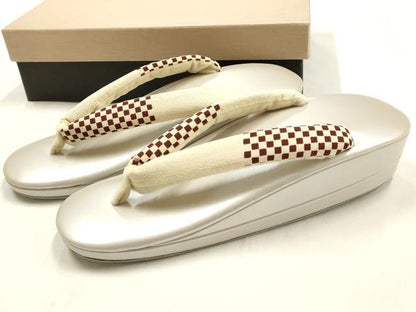 平和屋着物●和装小物　和装草履　市松模様　逸品　AABH6695ay