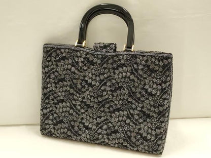 平和屋着物▼和装小物 和装バッグ ハンドバッグ ビーズ 花柄 銀糸 逸品 AABH6718ay