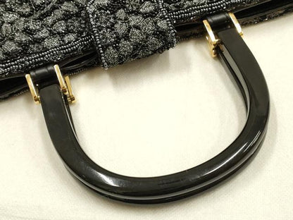 平和屋着物▼和装小物 和装バッグ ハンドバッグ ビーズ 花柄 銀糸 逸品 AABH6718ay