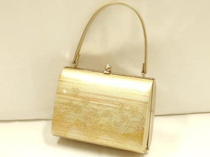 平和屋着物▼和装小物 和装バッグ ハンドバッグ 花柄 金彩 逸品 AABH6719ay
