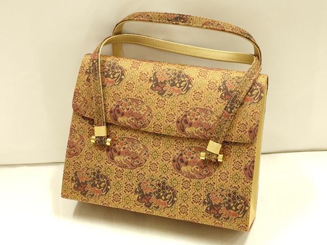 平和屋着物▼和装小物 和装バッグ ハンドバッグ 鳥獣花文 マグネット式 逸品 AABH6722ay