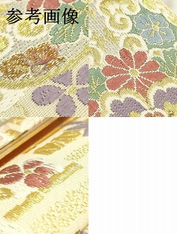 平和屋着物●和装小物　和装バッグ　ハンドバッグ　正倉院花文　金糸　帯地使用　逸品　AABH6741ay 平和屋着物○和装小物 和装バッグ ハンドバッグ 正倉院花文 金糸 帯地